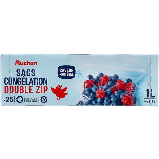 AUCHAN Sacos de Congelação com Zip Pequeno (1 L) 25 un