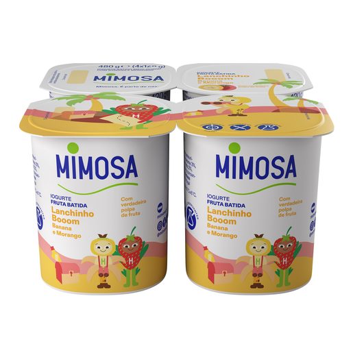 MIMOSA Iogurte Polpa Banana e Morango 4x120 g