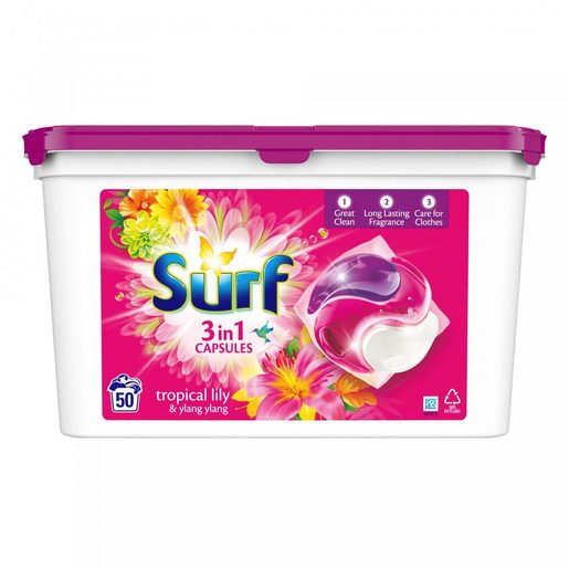 SURF Detergente Máquina da Roupa Cápsulas Tropical 3 em 1 45 un