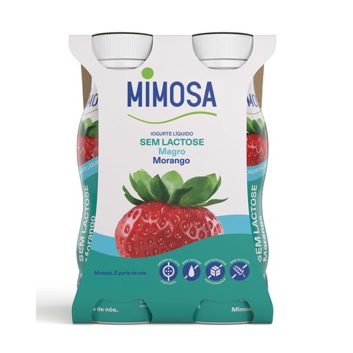 MIMOSA Iogurte Líquido Magro Sem Lactose Morango 4x151 ml