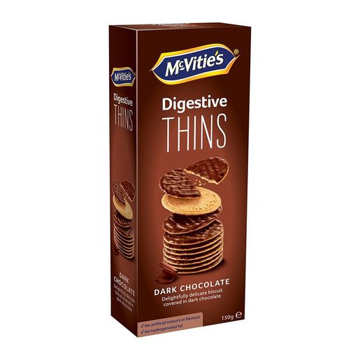 MCVITIE'S Bolachas Digestivas Finas de Chocolate Negro Thins 150 g