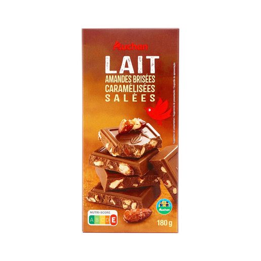 AUCHAN Chocolate de Leite com Amêndoas Caramelizadas 180 g AUCHAN Chocolate de Leite com Amêndoas Caramelizadas 180 g
