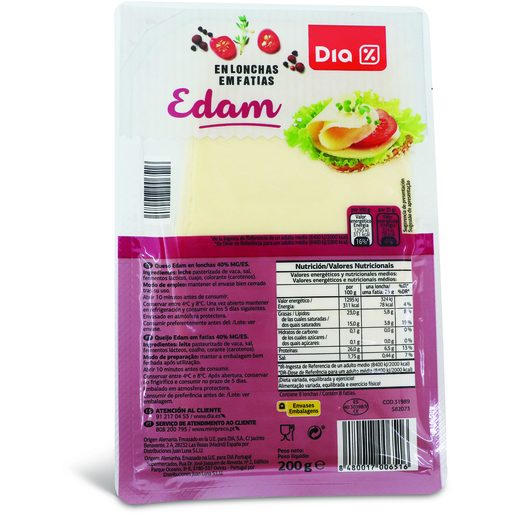 DIA Queijo Em Fatias Edam 200 g DIA Queijo Em Fatias Edam 200 g