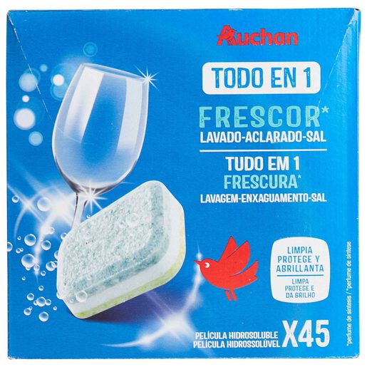 AUCHAN Detergente Máquina de Loiça Pastilha Tudo em 1 Frescura 45 un AUCHAN Detergente Máquina de Loiça Pastilha Tudo em 1 Frescura 45 un