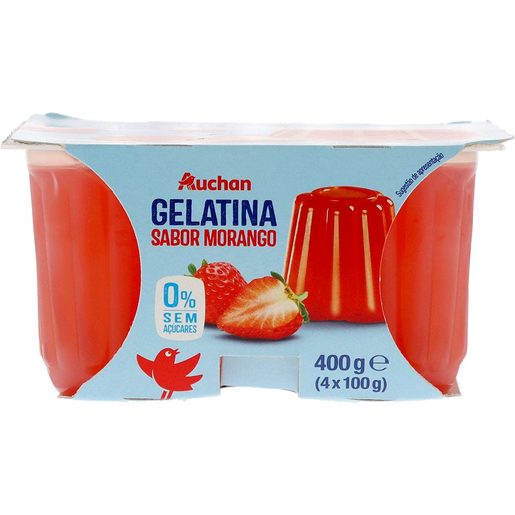 AUCHAN Gelatina Morango 0% de Açúcar 4x100 g