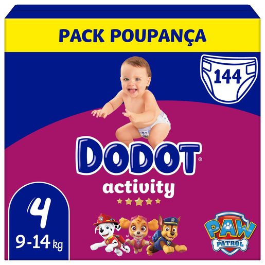 DODOT Box XXL Fraldas Activity Tamanho 4 (9-14 kg) 144 un