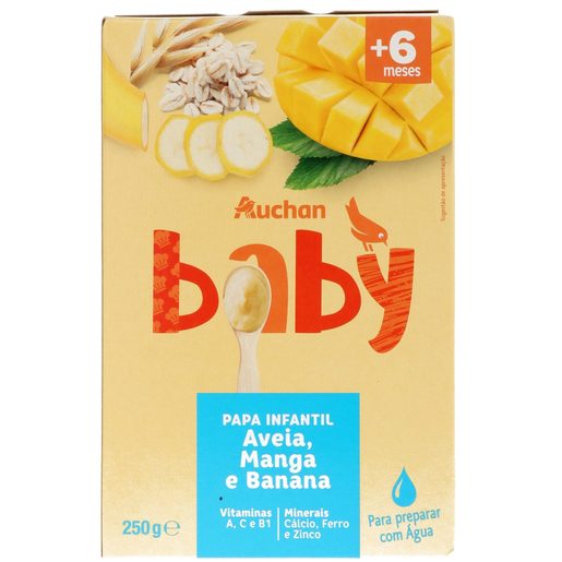 AUCHAN Baby Papa Infantil Aveia, Manga e Banana 250 g