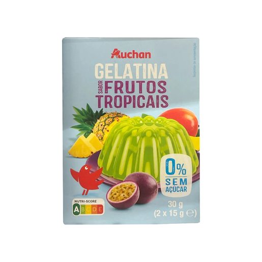 AUCHAN Gelatina sem Açúcar Frutos Tropicais 30 g