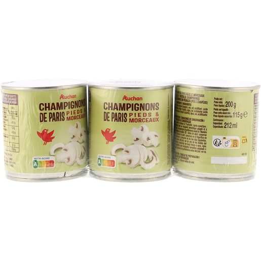 AUCHAN Cogumelos Laminados 3x185 g