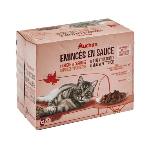 AUCHAN Alimento Húmido para Gato Saquetas Pedaço Molho Carne 12x100 g AUCHAN Alimento Húmido para Gato Saquetas Pedaço Molho Carne 12x100 g