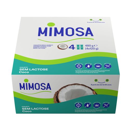 MIMOSA Iogurte sem Lactose Coco 4x120 g