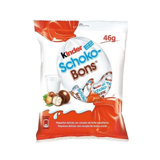 KINDER Schoko Bons Bombons de Chocolate de Leite com Recheio de Leite E Avelãs 46 g