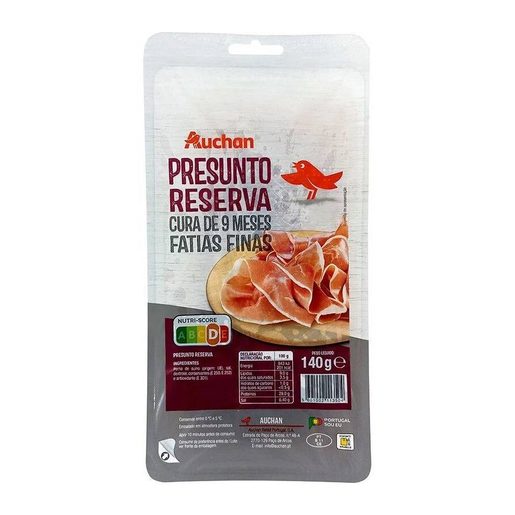 AUCHAN Presunto Reserva Cura 9 Meses Fatias Finas 140 g