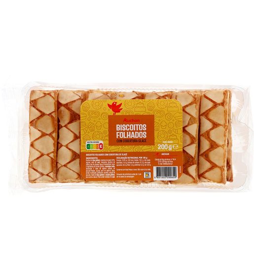 AUCHAN Biscoitos Folhados com Cobertura Glacê 200 g