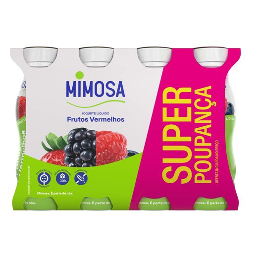 MIMOSA Iogurte Líquido Aromas Frutos Vermelhos 8x151 ml