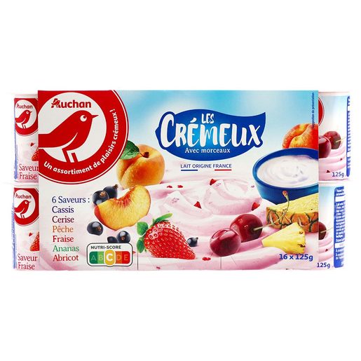 AUCHAN Iogurte Cremoso com Pedaços 6 Frutos 16x125 g