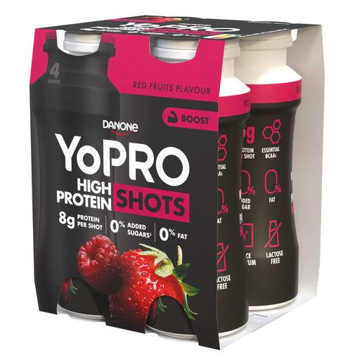 YOPRO Iogurte Líquido Proteína Frutos Vermelhos Shots 4x100 g