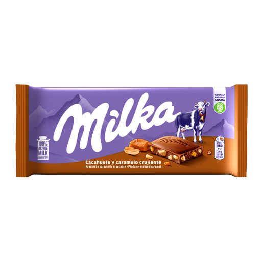 MILKA Tablete Chocolate Amendoim E Caramelo  90 g