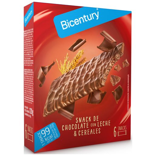 BICENTURY Barra de Cereais de Chocolate de Leite 6x8 g