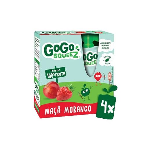 GOGO SQUEEZ Fruta Saqueta Morango Maçã 4x90 g