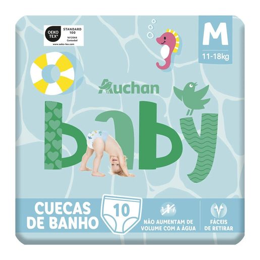 AUCHAN Baby Cuecas de Banho M (11-18 kg) 10 un