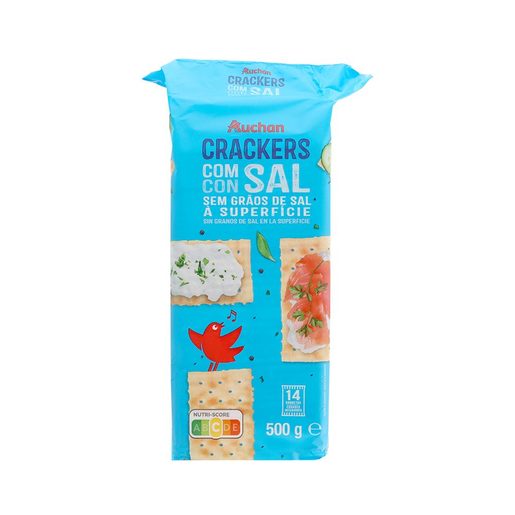 AUCHAN Bolacha Cream Cracker sem Sal à Superficie 500 g AUCHAN Bolacha Cream Cracker sem Sal à Superficie 500 g