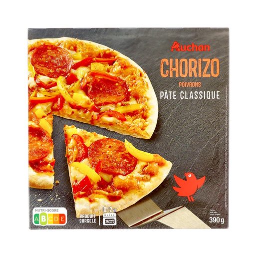 AUCHAN Pizza Cozedura de Pedra Chorizo 390 g